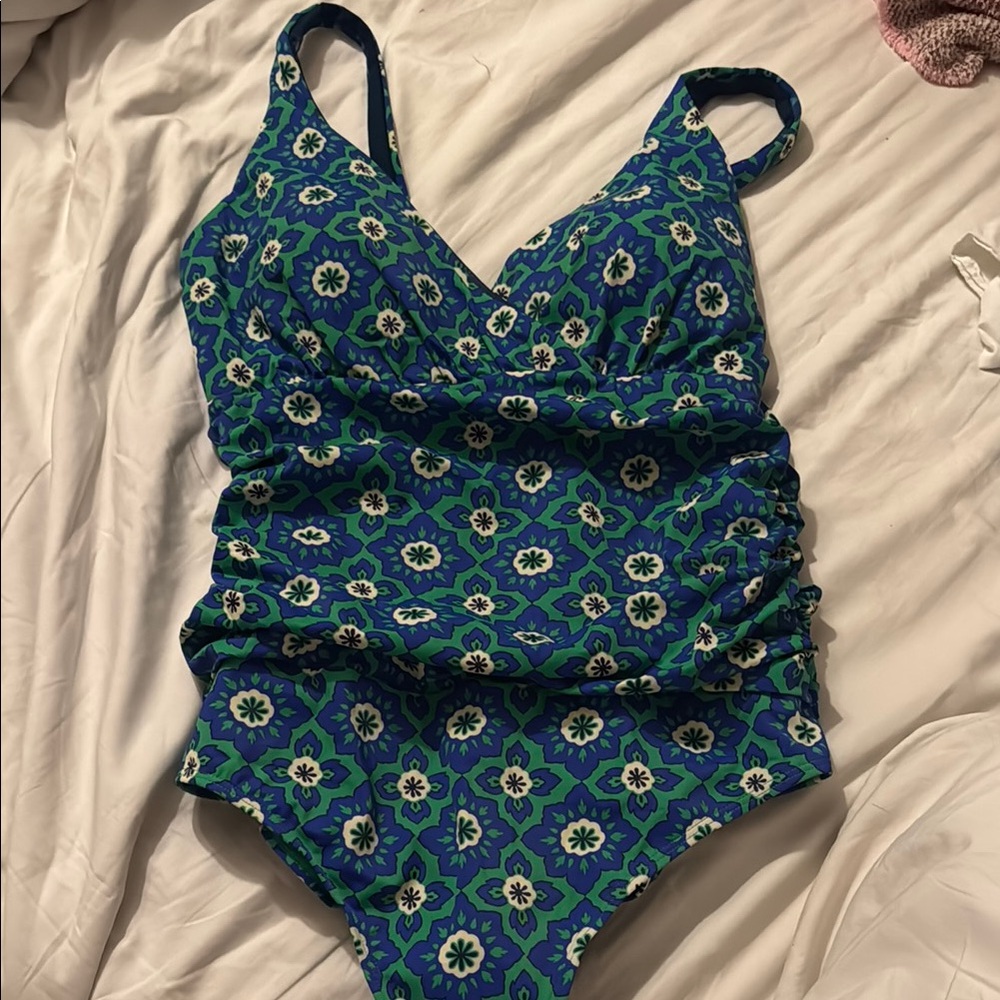 Blue and Green Patterned Swimsuit